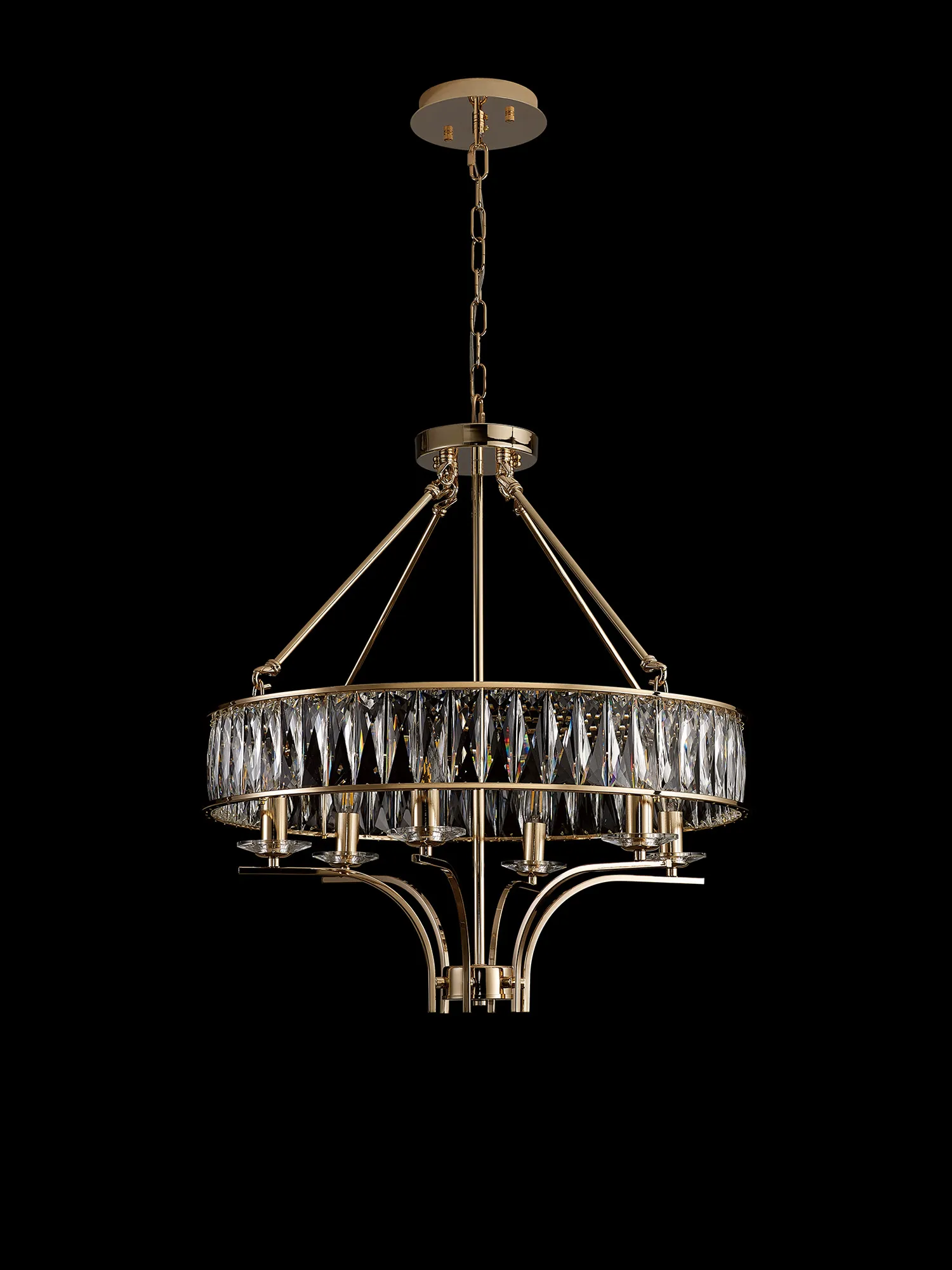 Vivienne Crystal Pendant/Semi Ceiling 6 Light French Gold IL31825  Diyas Vivienne French Gold